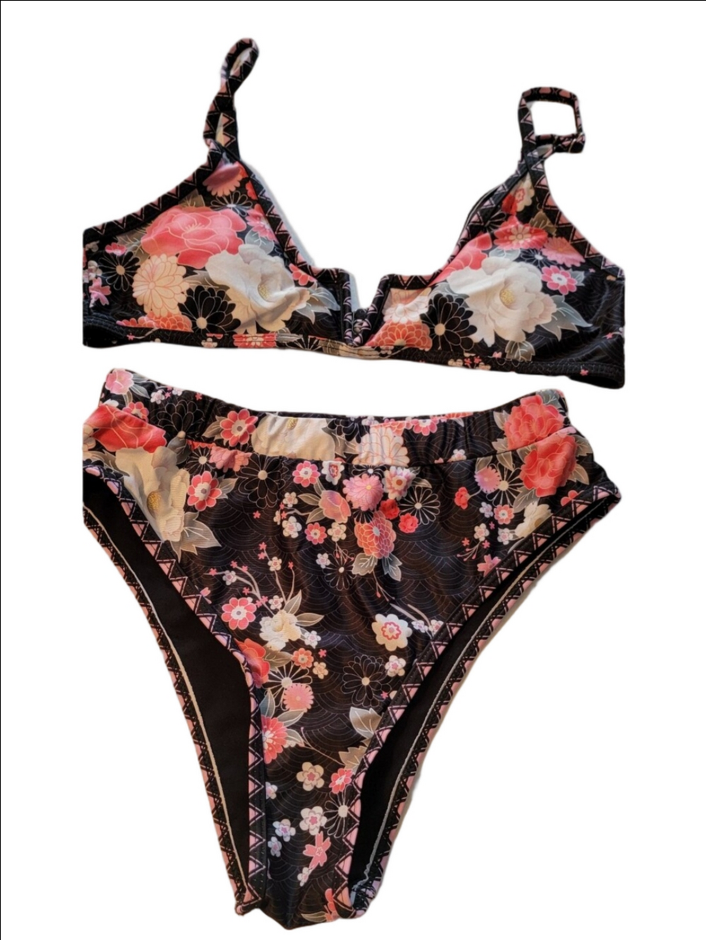 Dark Floral Bikini Size Medium  Cheeky Bottoms